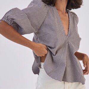 St. Agni Black/brown and White Checkered Blouse
